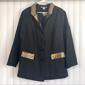 Black Blazer with Gold Sequence